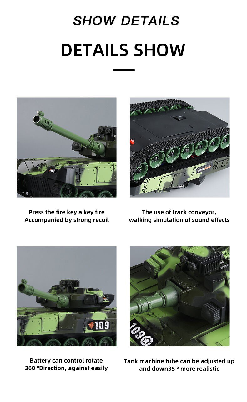 RC Tank Military War Battle United States M1 Leopard 2 Remote Control Electronic Toy Car Tactical Model Gifts for Boys Children