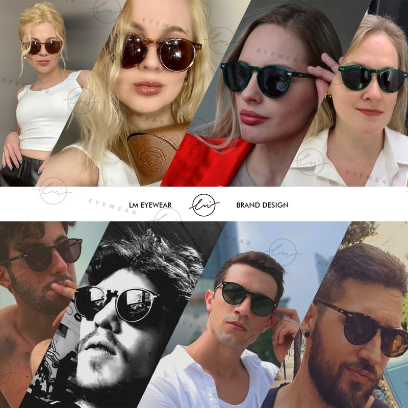 LM Classic Round Polarized Sunglasses Women Men Tea Lens Outdoor Driving Shades Vintage Sun Glasses Unisex UV400 Gafas De Sol