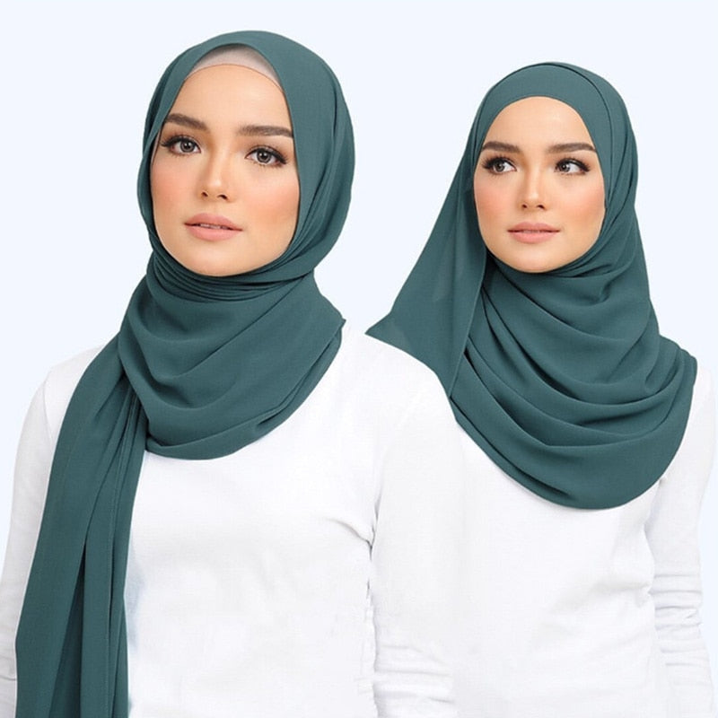 Muslim Chiffon Hijab Scarf Women Long Solid Color Head Wrap For Women Hijabs Scarves Ladies Muslim Veil Jersey Hijabs 180*70cm