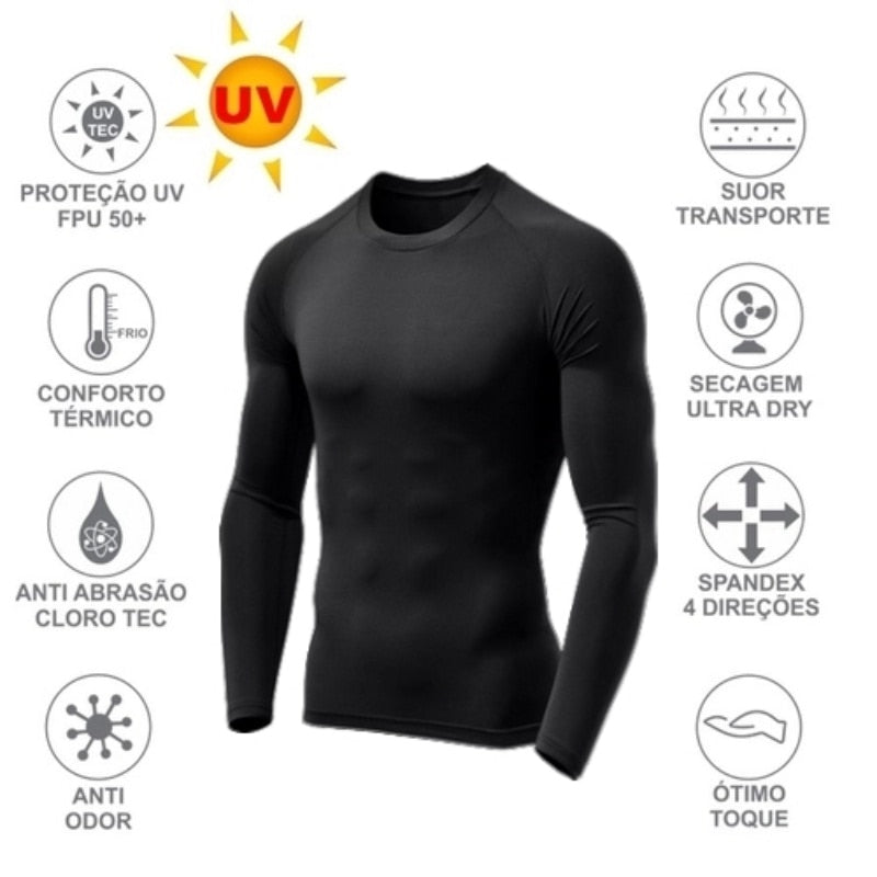 Camiseta Proteção Solar Térmica Compressão Segunda Pele  UV 50+ Unissex